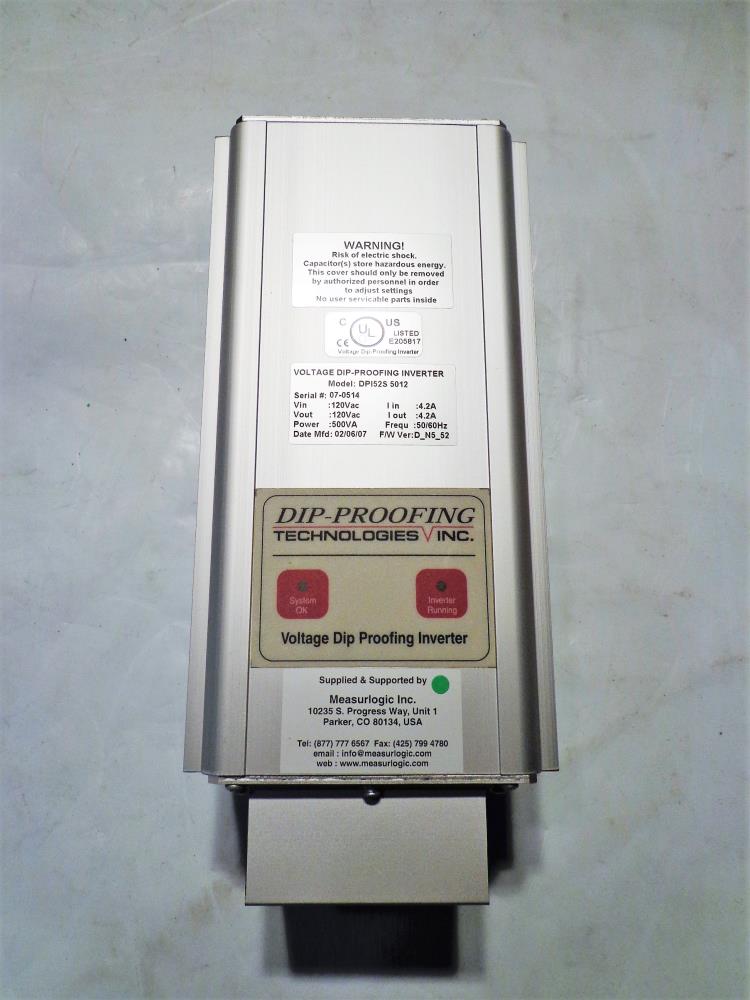 DIP PROOFING TECHNOLOGIES VOLTAGE DIP PROOFING INVERTER DP152S 5012